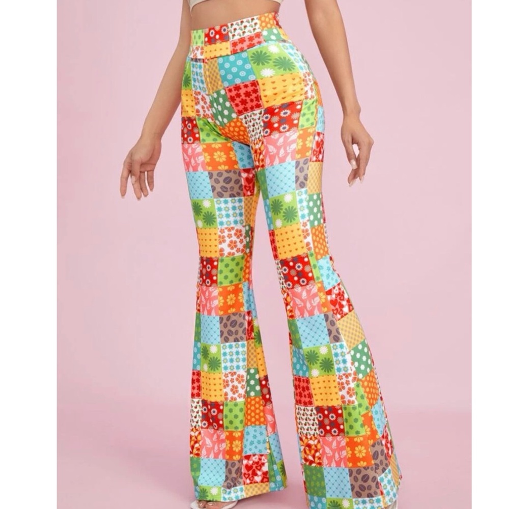 New Multicolor Patchwork Pants Size S. Some Stret… - image 1